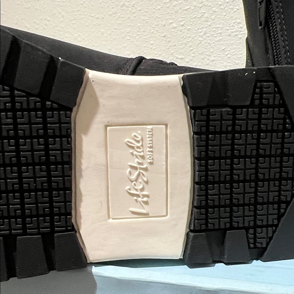 Life Stride Black Ankle Boots with White Sole - Picture 3 of 7